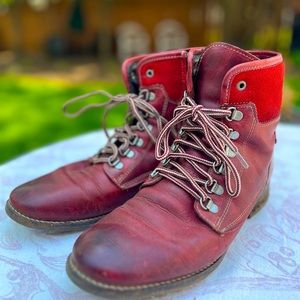 Taps Red Leather Ringer Boots 40